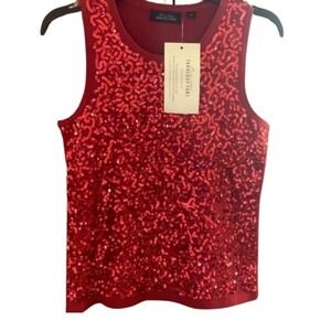 NWT Donna Salyers Fabulous Furs Sparkle Red‎ Sequin Top Sz S